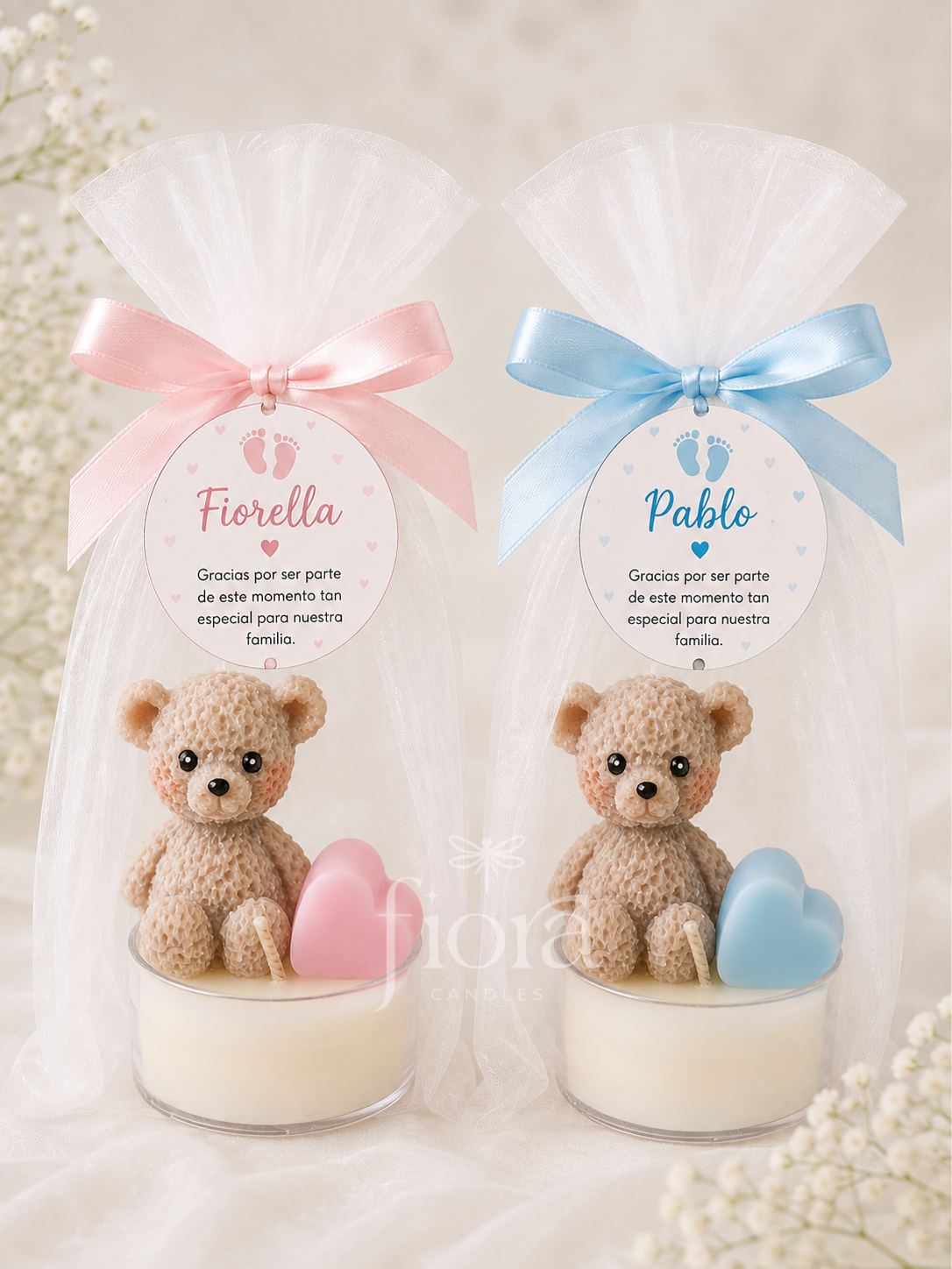 Velita Baby Shower Osito con Corazón